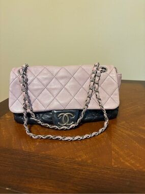 CHANEL Pink and Purple Quilted Flap Shoulder Bag